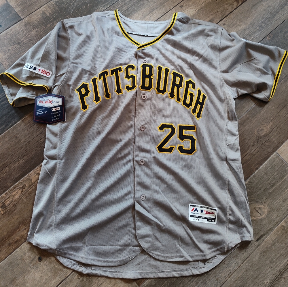 Majestic Pittsburgh Pirates Gregory Polanco Jersey with MLB 150 year patch